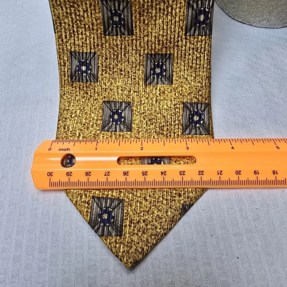 Robert Talbott Gold and Black Silk Tie with Geometric Design